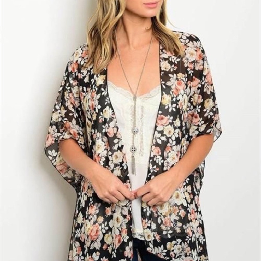 New Floral Boho Hi Low Kimono Duster